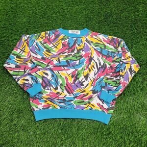Vintage Y2K Abstract Art Sweatshirt Womens Medium 20x21